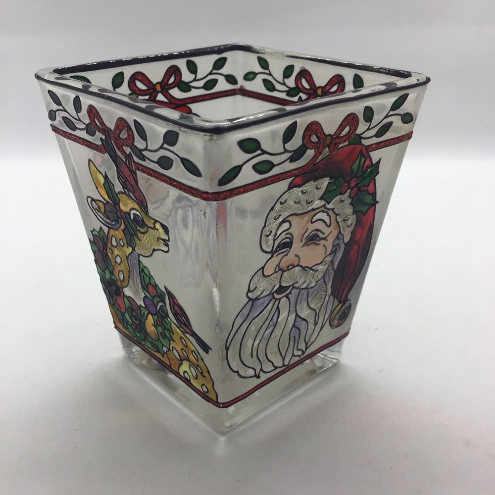 Amia Hand Painted Stained Glass Petite Votive Candle Holder Christmas Holiday